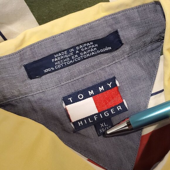 TOMMY HILFIGER STRIPED COTTON SHIRT SHORT SLEEVE SIZE XL - Picture 8 of 8